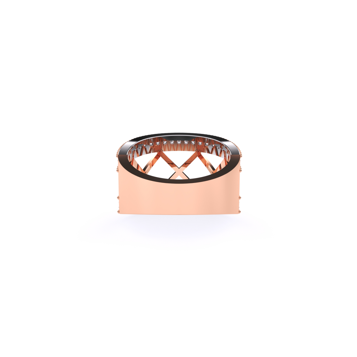 Crown Style Unique Round Diamond Rose Gold Band